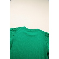 Bright Green Eyelet Embroidered Patchwork Shift Top - L thumbnail