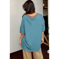 Dusk Blue Kind People are My Kind People Graphic Oversized Tee - L thumbnail