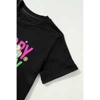 Black Merry Christmas Brushwork Bow Printed T Shirt - M thumbnail