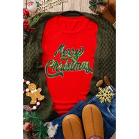 Red Merry Christmas Graphic Crewneck T Shirt - S thumbnail