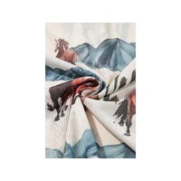 Beige Western Fashion Mustang River Printed Mesh T Shirt - L thumbnail