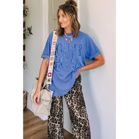 Sky Blue Vintage MOTHERHOOD Letter Graphic T Shirt - L thumbnail