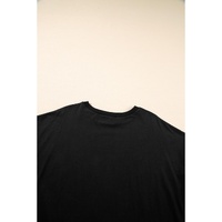 Black Loose Half Sleeve Hi Low Hem T Shirt - S thumbnail