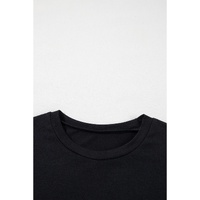 Black Sequin Stripes Patchwork Mardi Gras Crew Neck T Shirt - S thumbnail