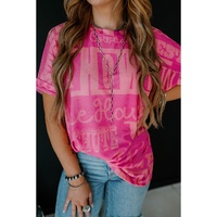 Rose Howdy Cowboy Letter Printed Western Fashion Tee - L thumbnail