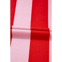 Pink Stripe Patchwork Round Neck Side Split Loose T Shirt - S thumbnail
