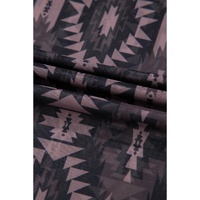 Brown Aztec Print Mock Neck Short Sleeve Mesh T Shirt - L thumbnail