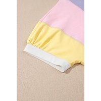 Purple Color Block Patchwork Half Sleeve Oversized T Shirt - L thumbnail