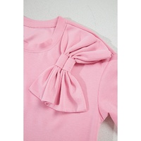Pink Bow Applique Half Sleeve T-shirt - M thumbnail