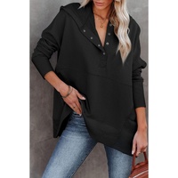 Azura Exchange Batwing Sleeve Hoodie with Pocketed Henley - L thumbnail