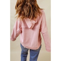Azura Exchange Button Solid Patchwork Trim Hoodie - XL thumbnail