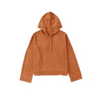 Azura Exchange Buttoned Hoodie with Patchwork Trim - S thumbnail
