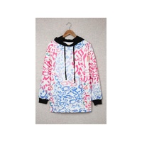 Azura Exchange Leopard Drawstring Hoodie with Colorful Splicing - M thumbnail