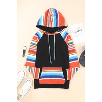 Azura Exchange Striped Patchwork Kangaroo Pocket Hoodie - S thumbnail