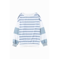 Azura Exchange Drop Shoulder Striped Pullover Sweatshirt - M thumbnail