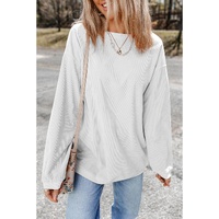 White Ribbed Corduroy Oversized Sweatshirt - L thumbnail