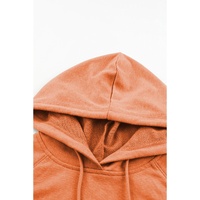 Orange Mineral Wash Kangaroo Pocket Drawstring Pullover Hoodie - S thumbnail