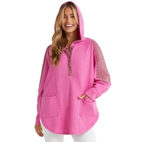 Azura Exchange Oversized Patchwork Henley Hoodie - L thumbnail