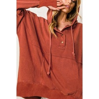Azura Exchange Oversized Snap Button Hoodie with Thumb Hole in Orange - L thumbnail