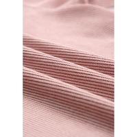 Pink Solid Ribbed Knit Round Neck Pullover Sweatshirt - S thumbnail