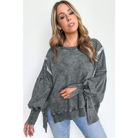 Azura Exchange Relaxed Fit Acid Wash Pullover Sweatshirt with Slit Details - XL thumbnail
