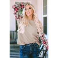 Azura Exchange Plaid Raglan Sleeve Sweatshirt - S thumbnail