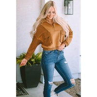 Azura Exchange Exposed Seam Sweatshirt with Zip Collar and Big Flap Pocket - L thumbnail