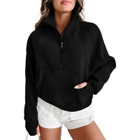 Azura Exchange Black Ribbed Thumbhole Sleeve Sweatshirt - S thumbnail