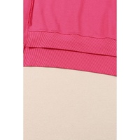Rose Exposed Seam Drop Shoulder Slit High Low Hem Sweatshirt - L thumbnail
