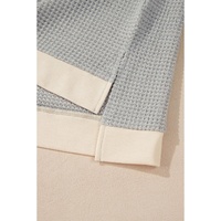 Khaki Textured Colorblock Collared Henley Top - L thumbnail