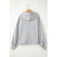 Light Grey Fleece Lined Half Zipper Kangaroo Pockets Loose Hoodie - 2XL thumbnail