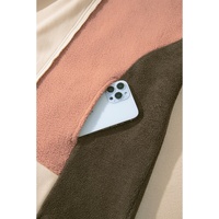 Beige Oversized Color Block Patchwork High Low Hoodie - L thumbnail