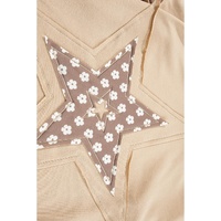 Apricot Floral Patchwork Star Pattern Drawstring Hoodie - XL thumbnail