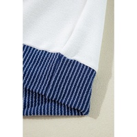 White Corded Colorblock Patch Pocket Drawstring Hooded Top - M thumbnail