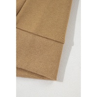 Camel Solid Fleece Lined Drop Shoulder High Low Sweatshirt - 2XL thumbnail