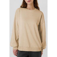 Apricot Solid Fleece Lined Drop Shoulder High Low Sweatshirt - 2XL thumbnail