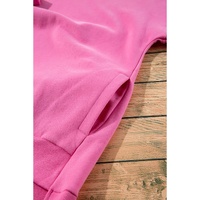 Bonbon Solid Fleece Lined Drop Shoulder High Low Sweatshirt - 2XL thumbnail