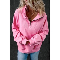 Bonbon Zip-up Stand Neck Kangaroo Pocket Sweatshirt - L thumbnail