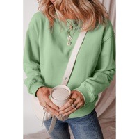 Smoke Green Solid Fleece Lined Drop Shoulder Terry Sweatshirt - 2XL thumbnail