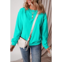 Aruba Blue Solid Fleece Lined Drop Shoulder Terry Sweatshirt - L thumbnail