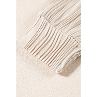Apricot Textured Wavy Round Neck Long Sleeve Top - M thumbnail