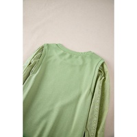 Mist Green Solid Patchwork Sleeve Round Neck Sweatshirt - 2XL thumbnail