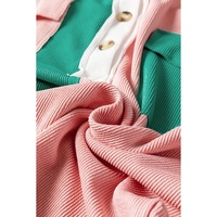 Pink Colorblock Ribbed Collared Oversized Sweatshirt - XL thumbnail