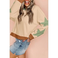 Parchment Star Patchwork Exposed Seam Oversized Sweatshirt - L thumbnail