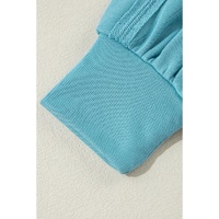 Light Blue Colorblock Patchwork Crew Neck Loose Sweatshirt - L thumbnail