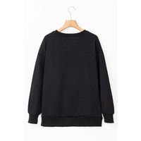 Black Tinsel Game Day Drop Shoulder Graphic Sweatshirt - S thumbnail