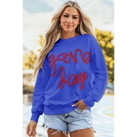 Dark Blue Tinsel Game Day Drop Shoulder Graphic Sweatshirt - L thumbnail