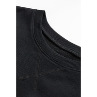 Black Drop Shoulder Crisscross Stitching Pocketed Loose Sweatshirt - L thumbnail