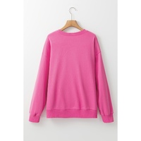 Rose Red Floral MAMA Embroidered Graphic Pullover Sweatshirt - M thumbnail