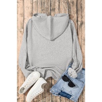 Light Grey Solid Kangaroo Pocket Half Zipper Oversized Hoodie - 2XL thumbnail